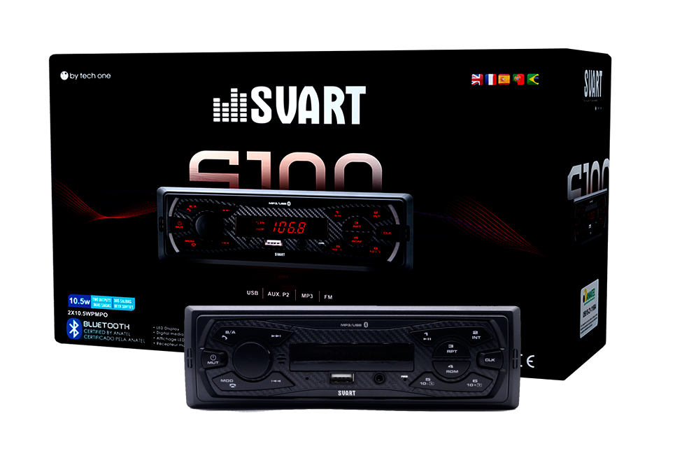 RADIO 1 DIN MP3 BLUETOOTH S100 SVART                        