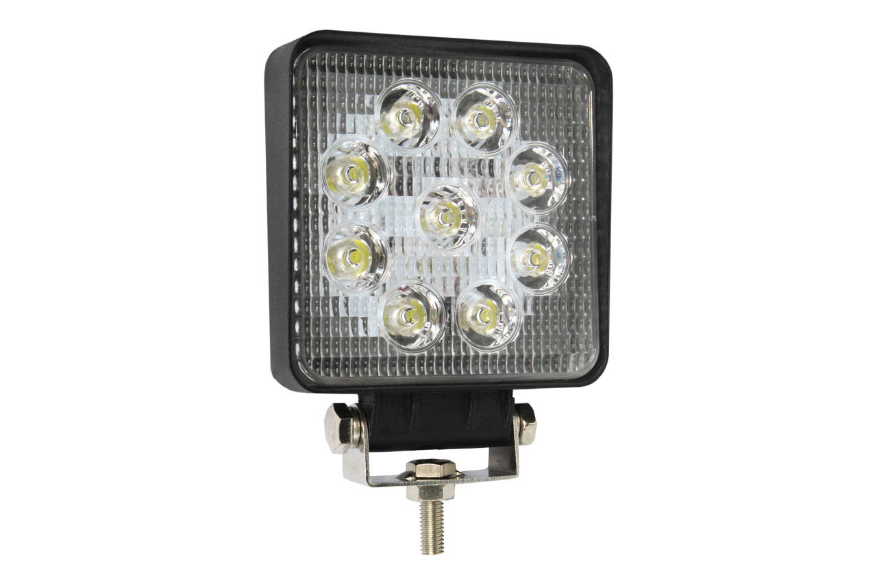 FAROL DE TRABALHO EM LED QUADRADO, 9 LEDS 27W, 9-60V        