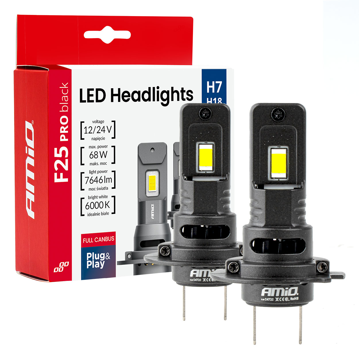KIT DE LEDS SERIES F25 H7/H18X2 6000K FULL CANBUS 68W 12/24V