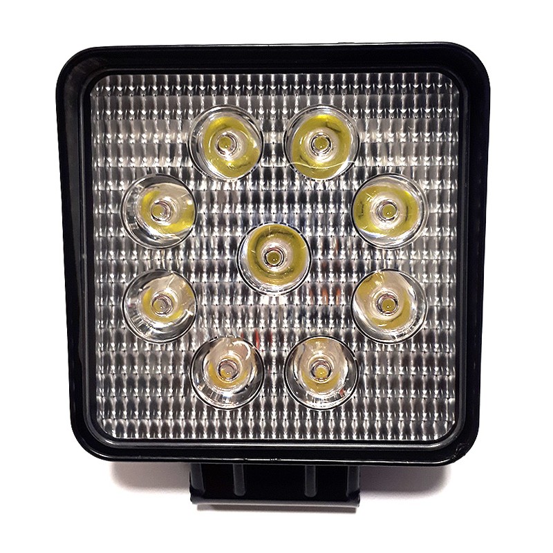 FAROL DE TRABALHO EM LED QUADRADO, 9 LEDS 27W               