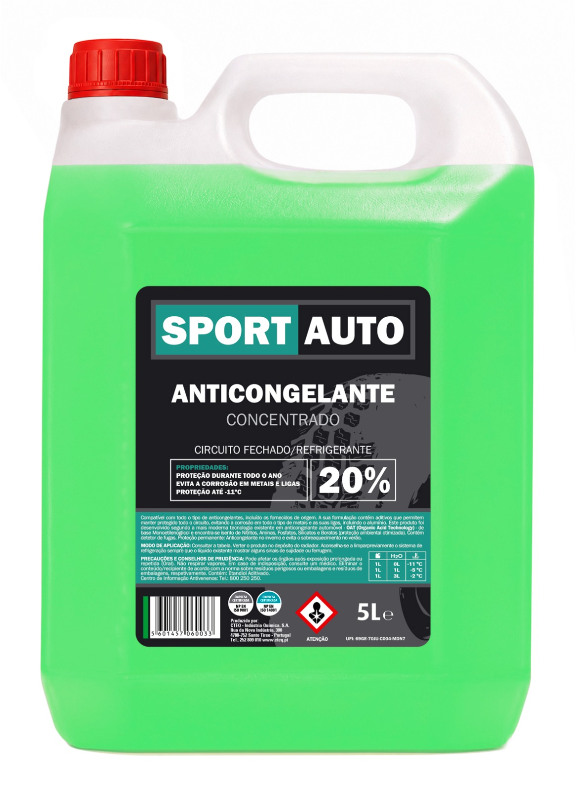 ANTI CONGELANTE 20%  VERDE 5L SPORT AUTO                    